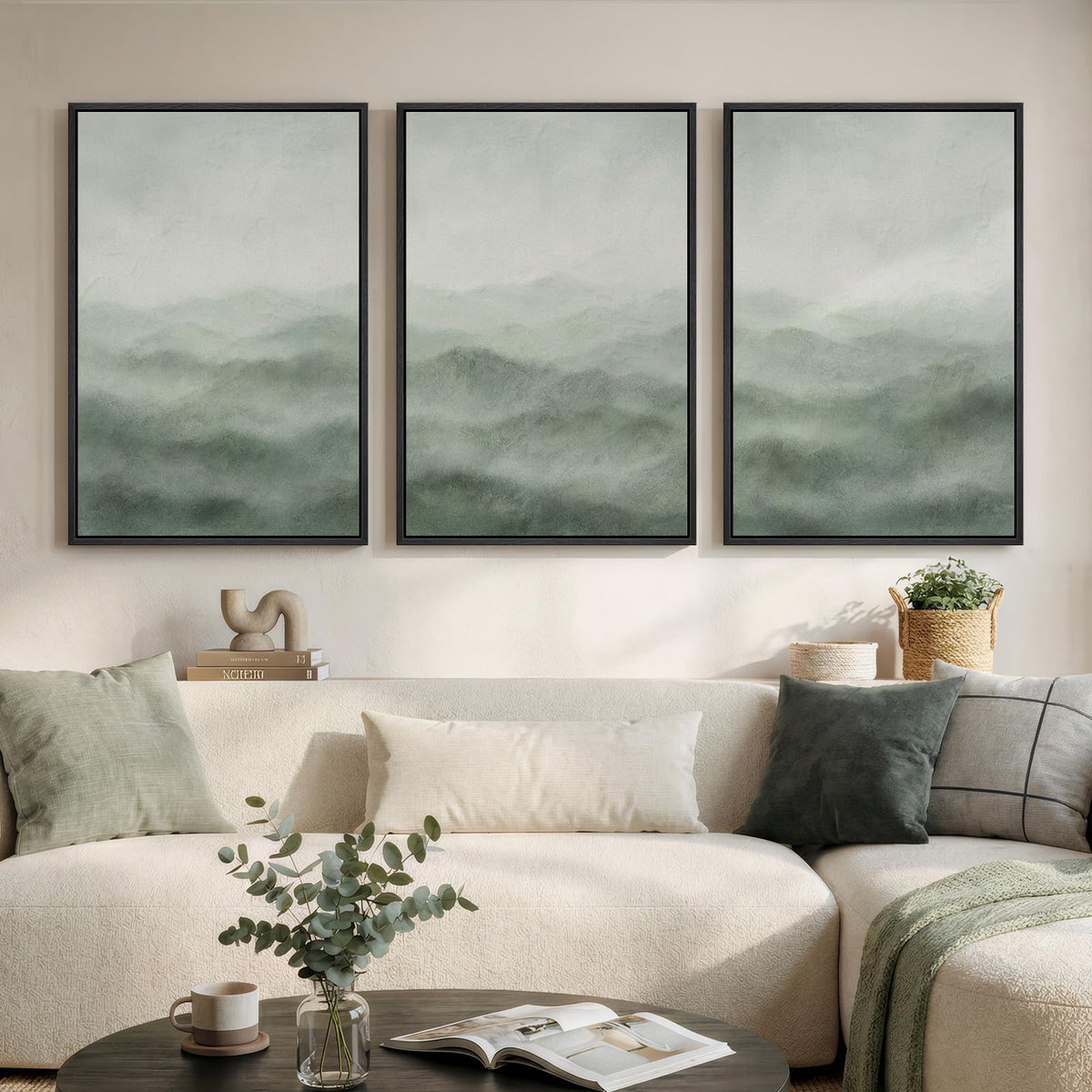 Large Framed Abstract Nature Landscape Wall Art for Living Room, 24x36 In