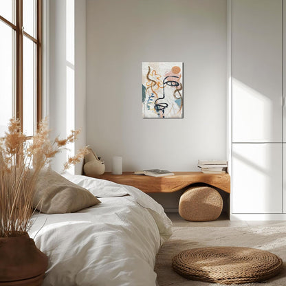 Boho Abstract Face Line Art Wall Decor - Matisse Boho Nordic Wall Art for Living Room, Bathroom, Bedroom - 12x16in