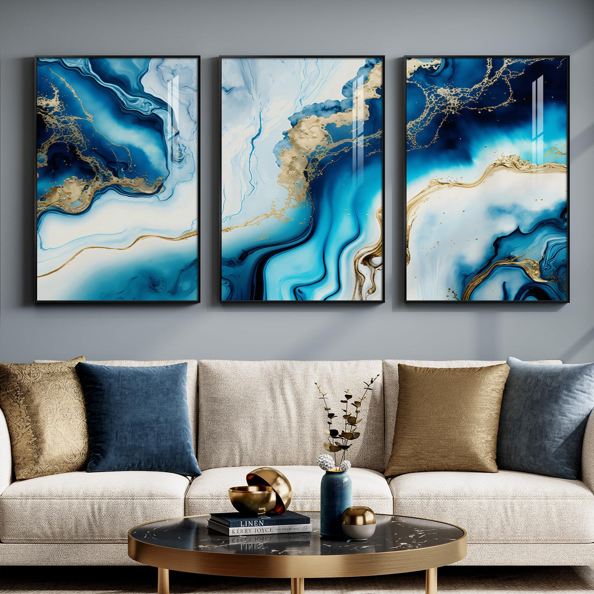 Large Framed Abstract Nature Landscape Wall Art for Living Room, 24x36 In