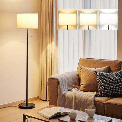 Modern Floor Lamp Simple Design with White Shade & Foot Pedal Switch