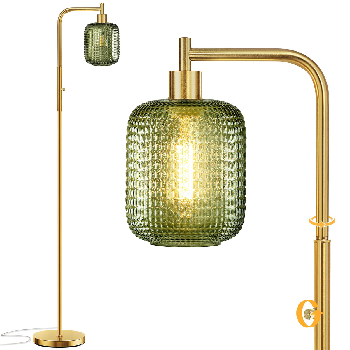 Modern Gold Green Floor Lamps for Living Room, 67" Bedroom Standing Lamp