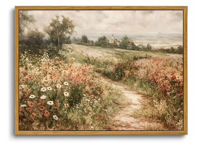 OIQArtOIQ Framed Vintage Wall Art Country Wildflower Canvas Art Paintings