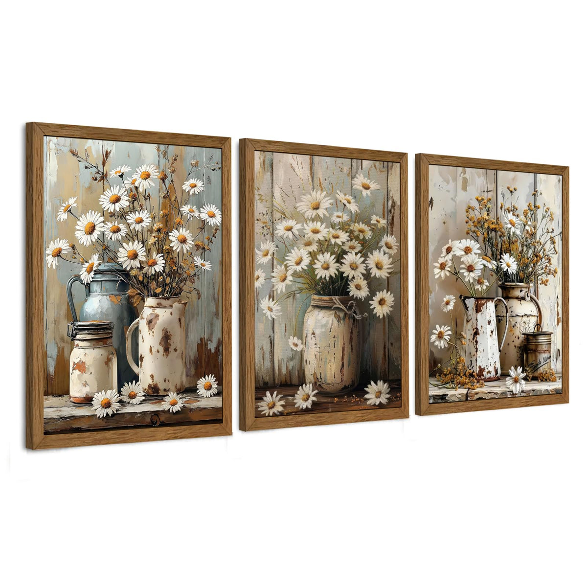 3 Piece Wildflower Mountain Wall Art Colorful Landscape Canvas Art 12x16in