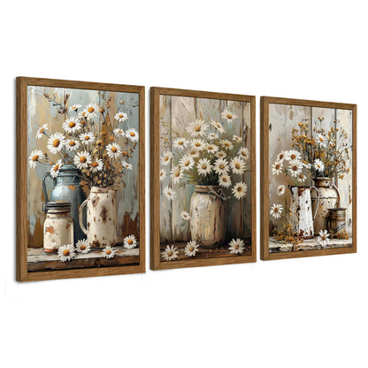 3 Piece Wildflower Mountain Wall Art Colorful Landscape Canvas Art 12x16in