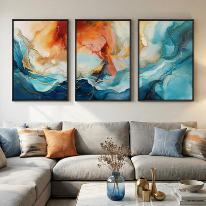 Large Framed Abstract Nature Landscape Wall Art for Living Room, 24x36 In