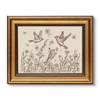 VIYYIEA Vintage Gold Framed Wall Art – Hummingbird Sketch, 8x10 IN