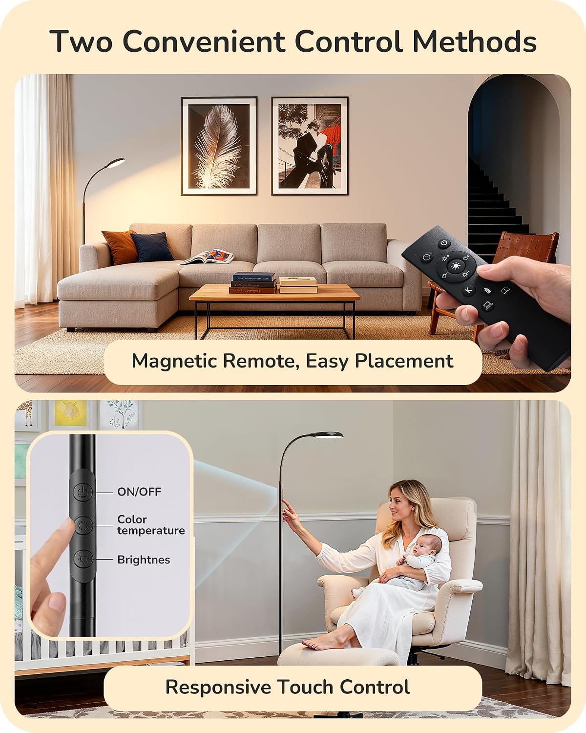 EDISHINE LED Floor Lamp 1300LM Super Bright Reading Floor Lamps Black