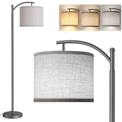 Floor Lamp for Living Room, LED Standing Lamp Tall Industrial Floor Lamp Reading for Bedroom, Office (9W LED Bulb, Beige Lampshade Included) -Oil-Rubbed Bronze