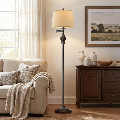 Vintage Floor Lamp with 350° Adjustable Swing Arm 61" Lamps for Living Room