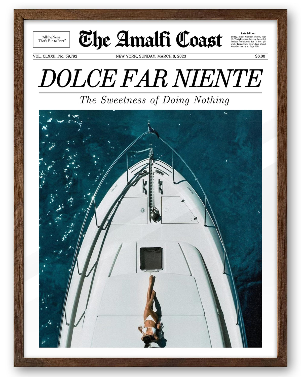 EcoHest 12x16 in Martini Newspaper Framed Wall Art for Bar Cart