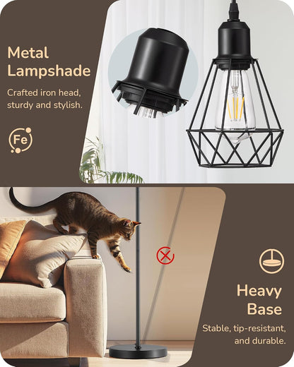 EDISHINE 70IN Farmhouse Floor Lamps for Living Room, Black Dimmable