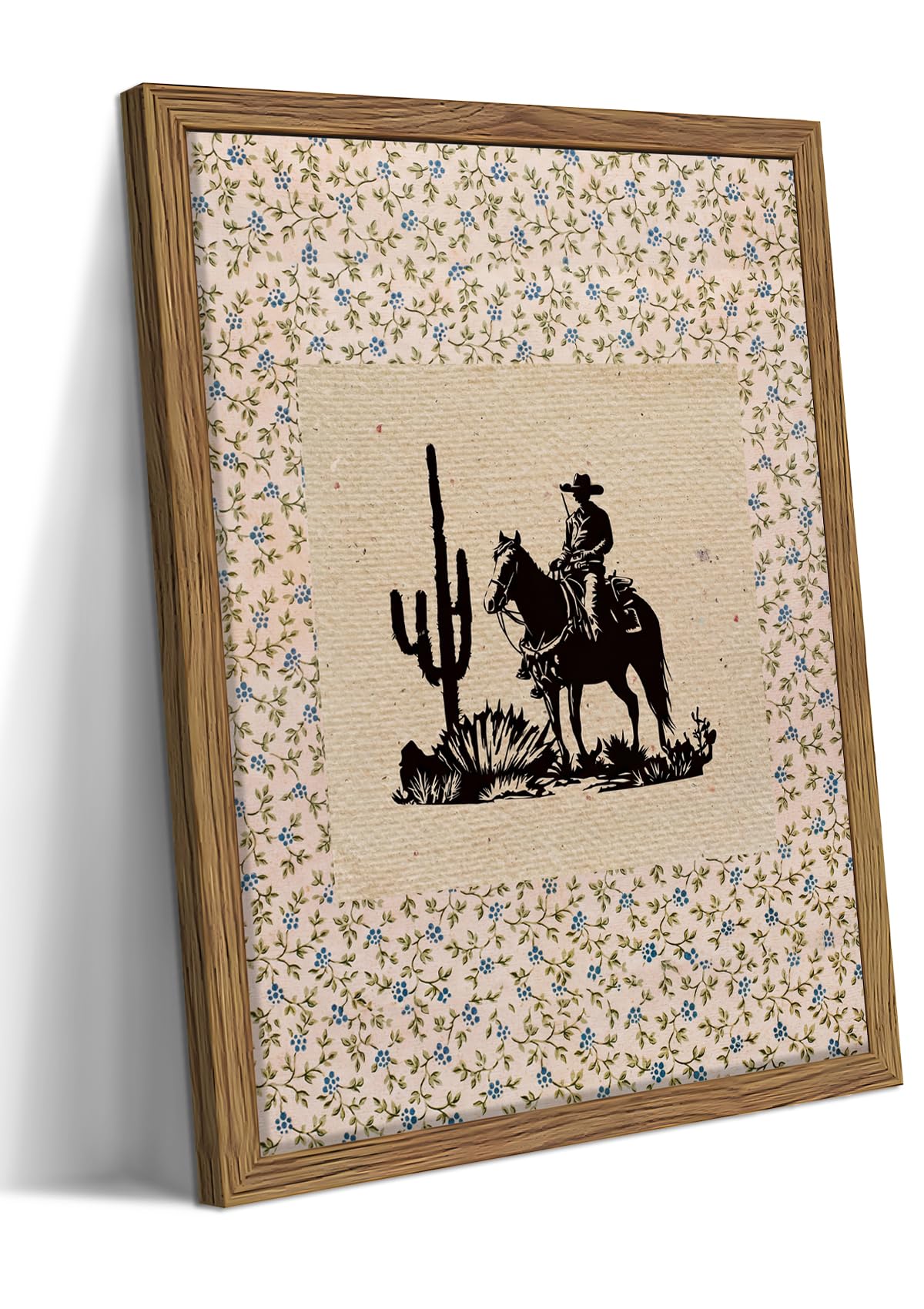 Framed Sunset Boho Wall Art for Living Room - Modern Abstract Floral Canvas Picture Boho Wall Decor, Sun Landscape Aesthetic Painting Poster Prints for Bedroom Home Office 12x16 inch