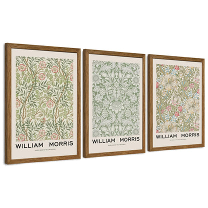 JLTULT William Morris Wall Art Set of 3, Solid Wood Frames, 16 x 24 in Each