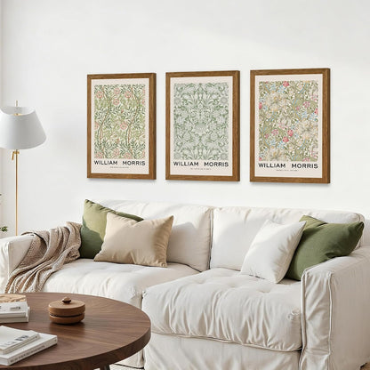 JLTULT William Morris Wall Art Set of 3, Solid Wood Frames, 16 x 24 in Each