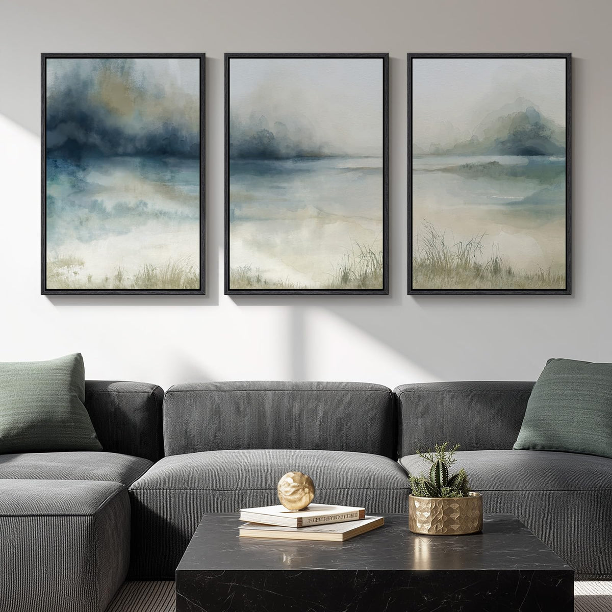 Large Framed Abstract Nature Landscape Wall Art for Living Room, 24x36 In