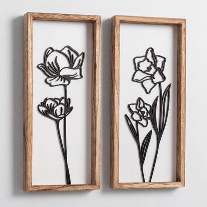 Tide and Tales 3d Framed Wall Art, Set of 4, Floral Boho Wall Decor