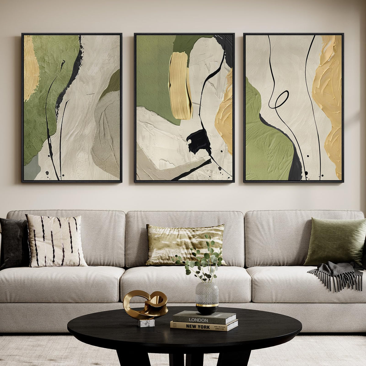 Large Framed Abstract Nature Landscape Wall Art for Living Room, 24x36 In