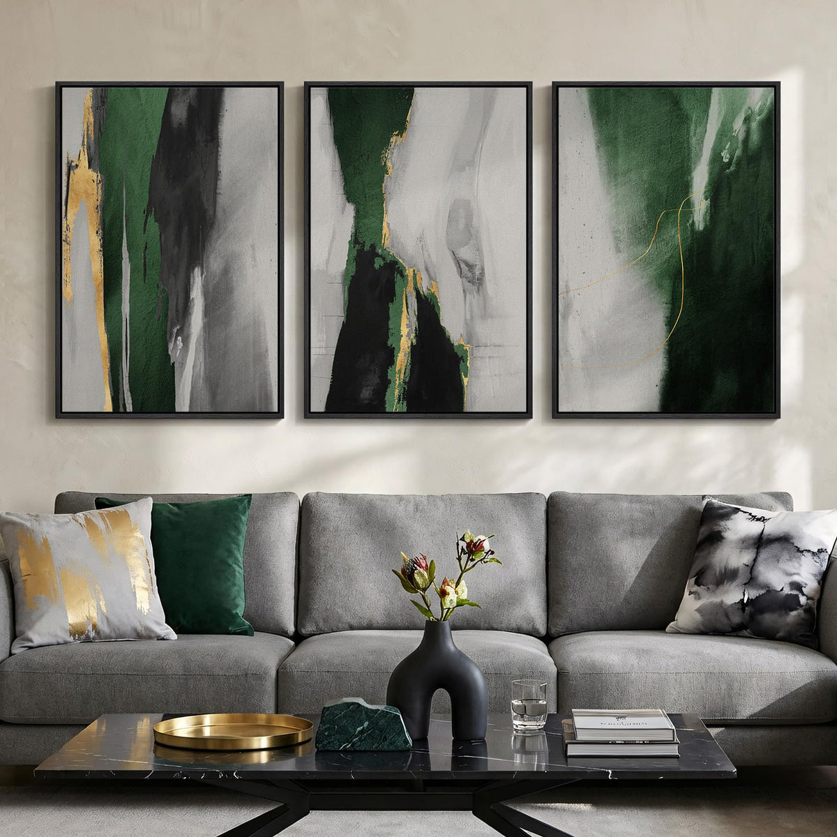 Large Framed Abstract Nature Landscape Wall Art for Living Room, 24x36 In
