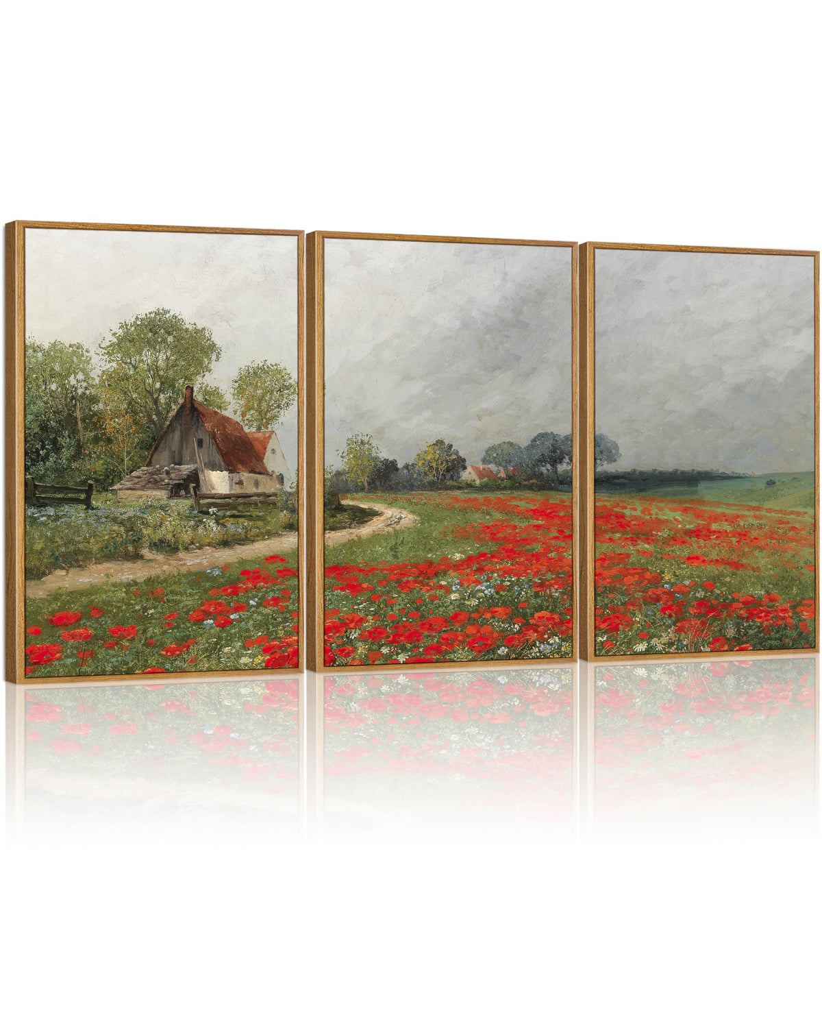 HesenDot Framed Claude Monet Water Lilies Canvas Wall Art Set of 3 12x16in