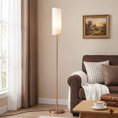 Ambimall 64" Floor Lamp with 9W LED Bulb & Beige Lampshade