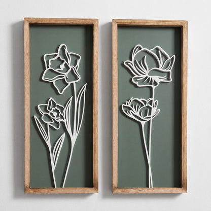 Tide and Tales 3d Framed Wall Art, Set of 4, Floral Boho Wall Decor