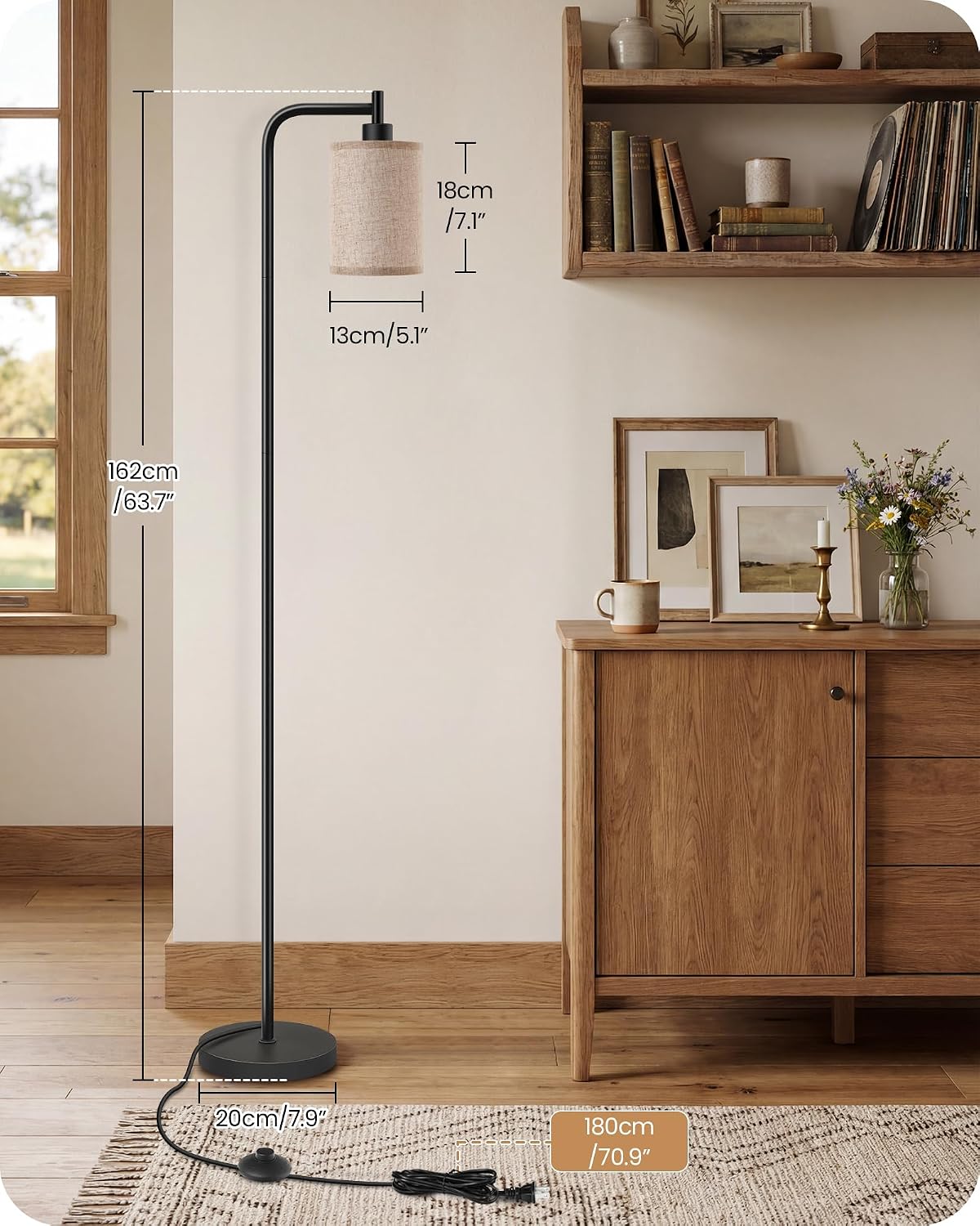Dimmable Floor Lamp for Living Room with Remote & 10W Bulb