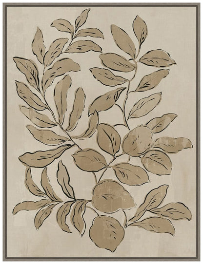 Amanti Art Framed Canvas Wall Art 24x18 Leaves Sketches I by Asia Jensen, Framed Wall Art Canvas, Flowers Artwork, Traditional Decor, Medium Poster Painting for Living Room, Bedroom, Bathroom,