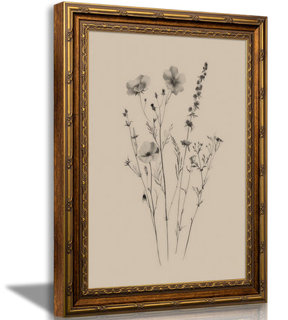 SKZMBTI Vintage Gold Framed Flowers Wall Art Orange blossom Painting Prints