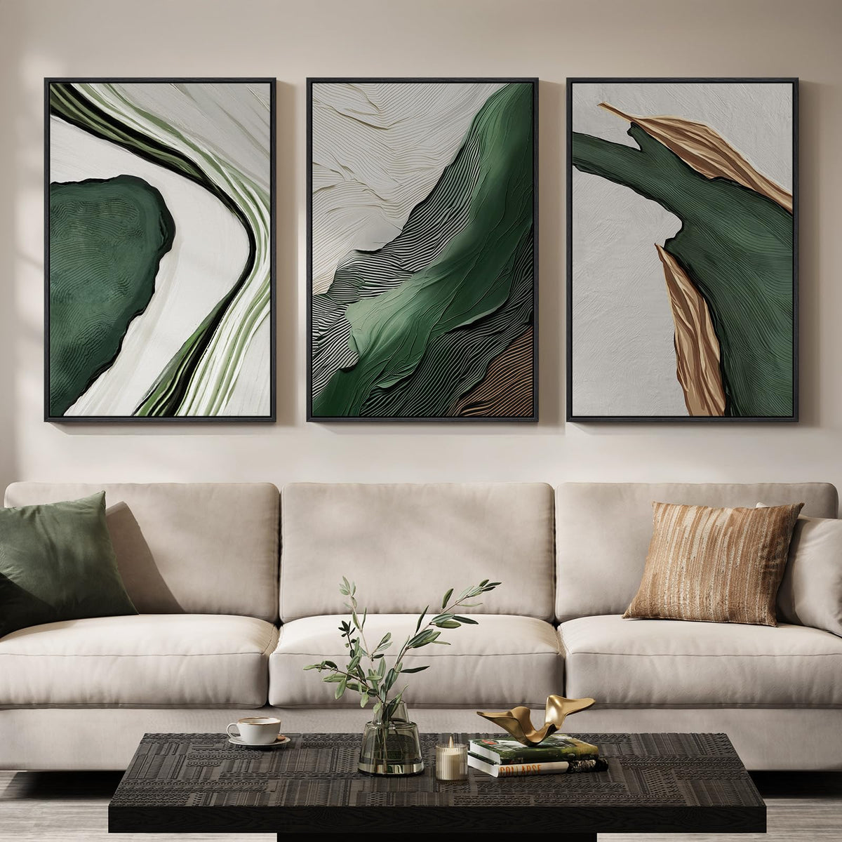 Large Framed Abstract Nature Landscape Wall Art for Living Room, 24x36 In