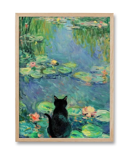 HesenDot Gustav Klimt Moon Stars Natural OAK Wood Framed Wall Art,12x16in