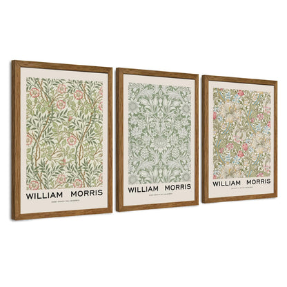 JLTULT William Morris Wall Art Set of 3, Solid Wood Frames, 16 x 24 in Each