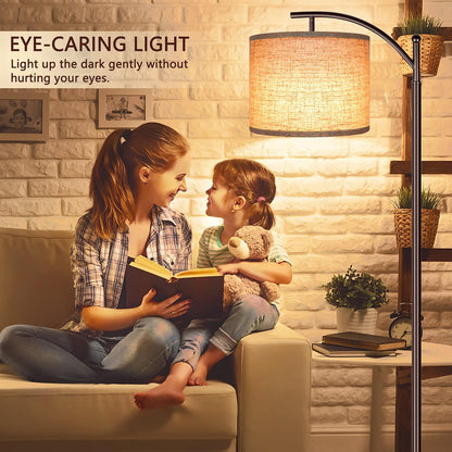 Floor Lamp for Living Room, LED Standing Lamp Tall Industrial Floor Lamp Reading for Bedroom, Office (9W LED Bulb, Beige Lampshade Included) -Oil-Rubbed Bronze