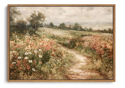 OIQArtOIQ Framed Vintage Wall Art Country Wildflower Canvas Art Paintings