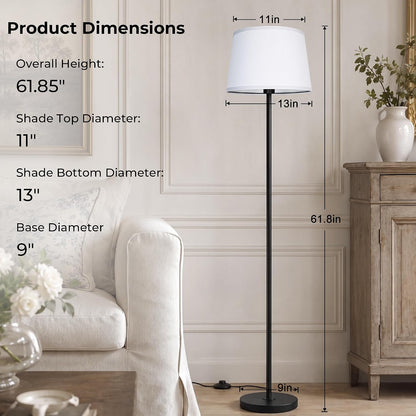 JUNNAI 61.8" Floor Lamp for Living Room, Modern Standing Lamp for Bedroom