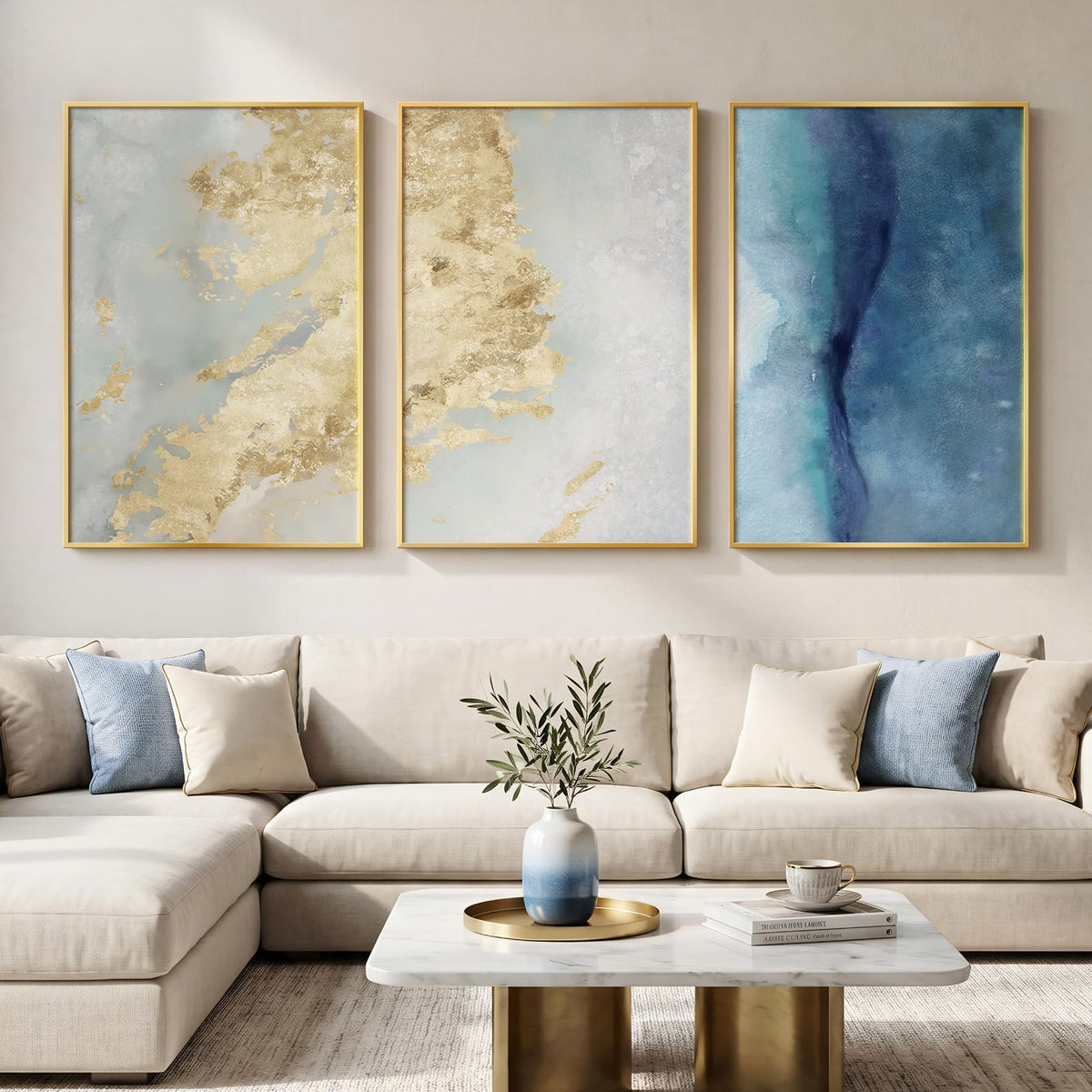 Large Framed Abstract Nature Landscape Wall Art for Living Room, 24x36 In