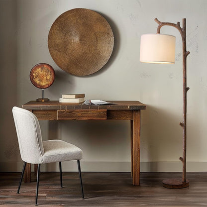 OYEARS Dimmable Farmhouse Floor Lamp for Living Room, 2-in-1 Rustic Floor Lamp with Main&Night Light,Linen Shade&Dual Switches, 65" Standing Lamp for Bedroom Office Corner Dining Room, Wood Pole Lamp