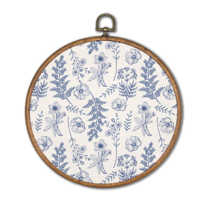 KSDUT Blue Flowers Wall Art Decor - Boho Chinoiserie Flower Wall Art Canvas Frame Hanging Prints, Navy Blue Botanical Wall Art Decor for Grandmillennial Home Bedroom Decorations 10"x10"