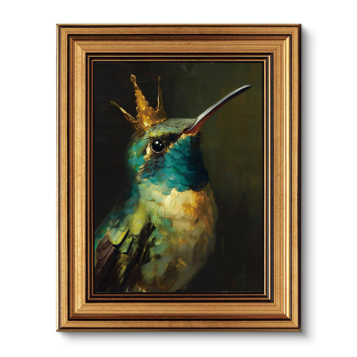 VIYYIEA Vintage Gold Framed Wall Art – Hummingbird Sketch, 8x10 IN