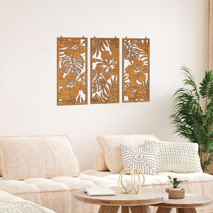 Threehoney 3 Pcs Tropical Wall Decor 3D Palm Leaf Wall Art, Classic