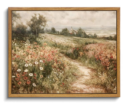 OIQArtOIQ Framed Vintage Wall Art Country Wildflower Canvas Art Paintings