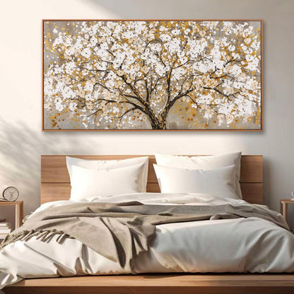 Framed Gold Wall Art for Living Room Tree Of Life Painting Picture 24x48 ln