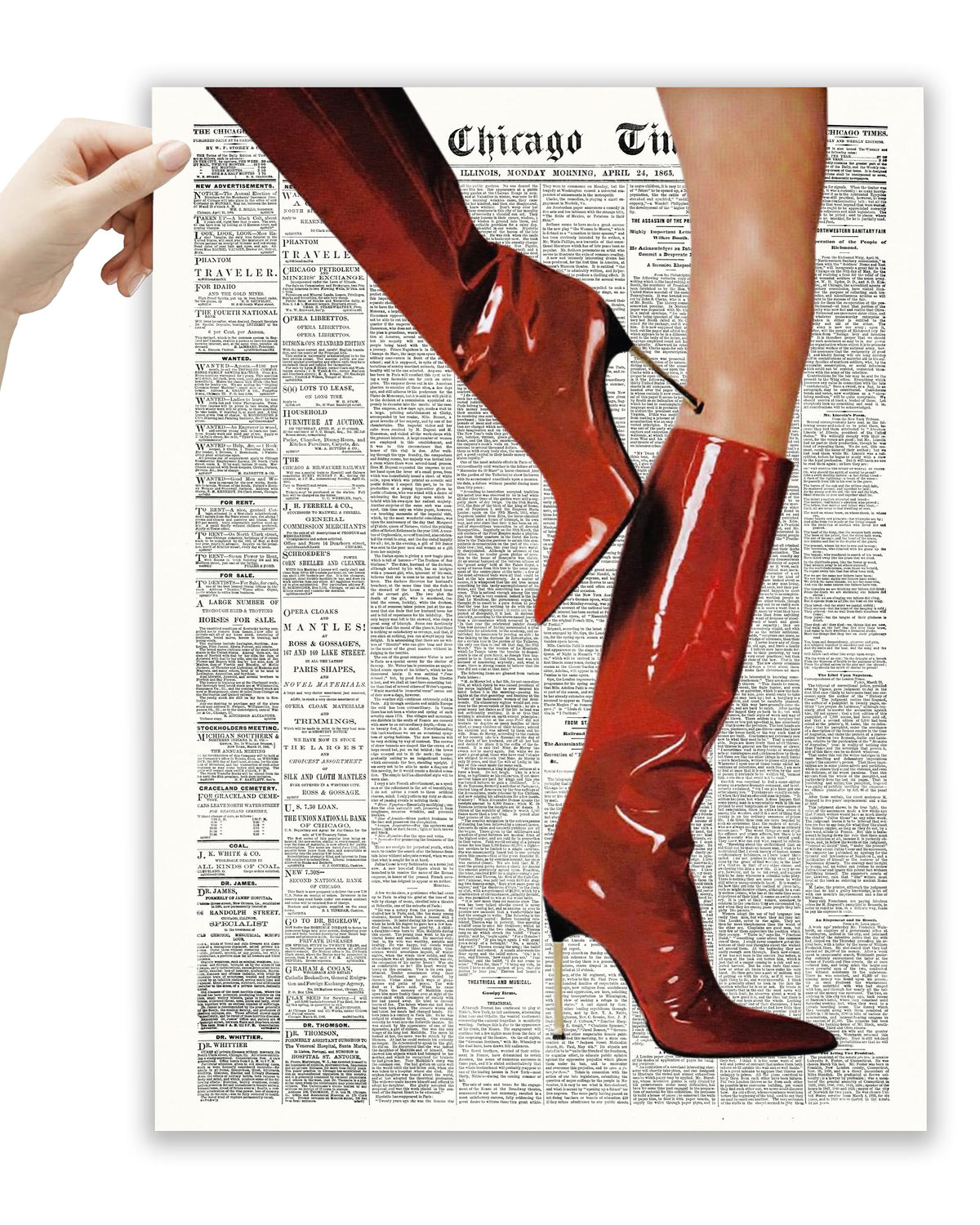 EcoHest 12x16 in Martini Newspaper Framed Wall Art for Bar Cart
