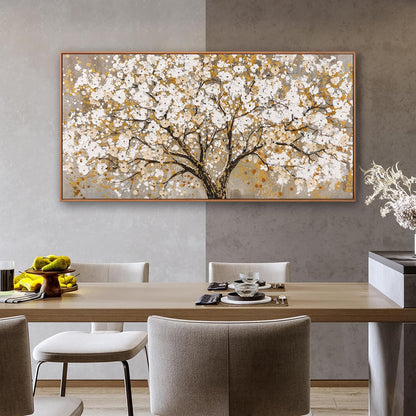 Framed Gold Wall Art for Living Room Tree Of Life Painting Picture 24x48 ln