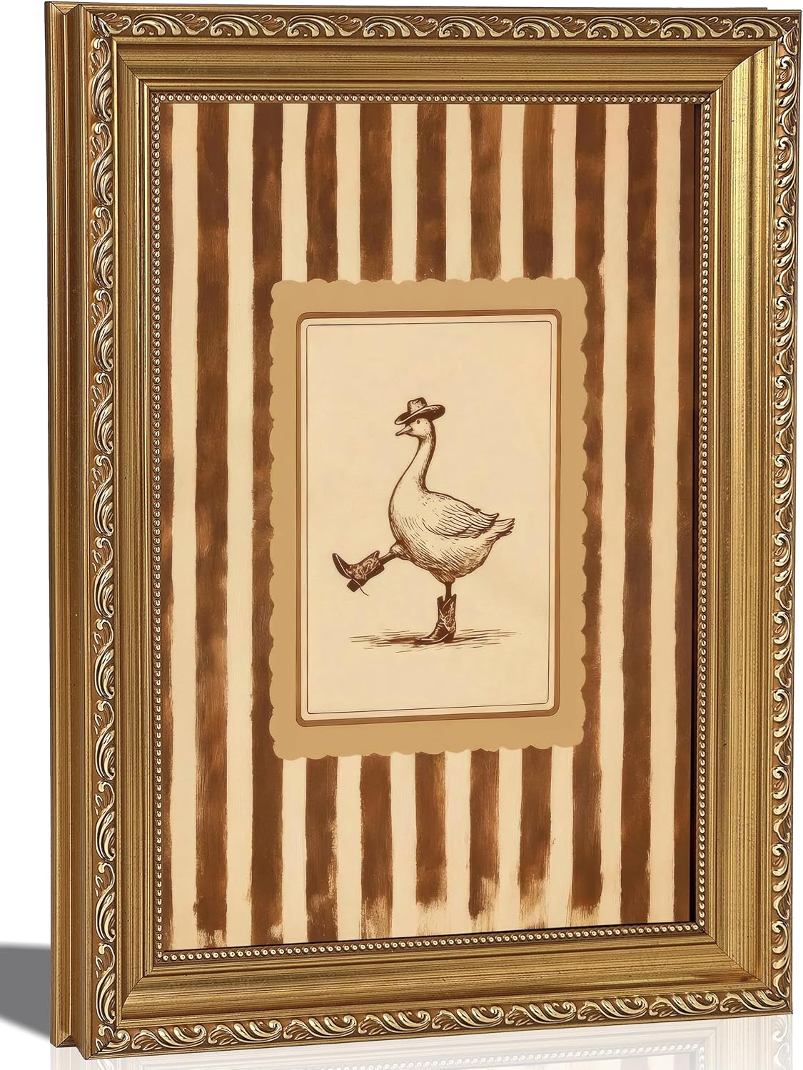 FKRYTYB Vintage Gold Framed Funny Cowboy Silly Goose Wall Art 9x11in