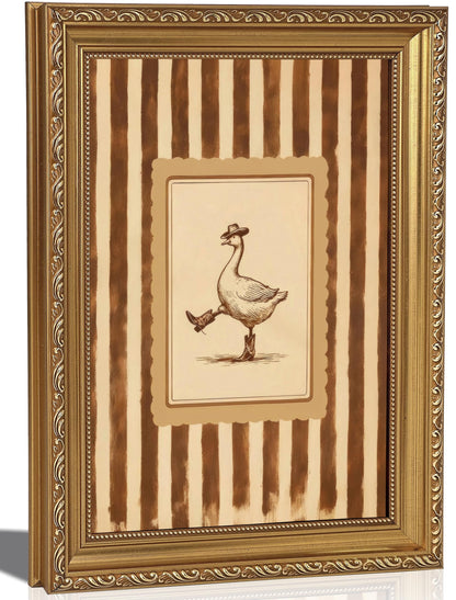FKRYTYB Vintage Gold Framed Funny Cowboy Silly Goose Wall Art 9x11in