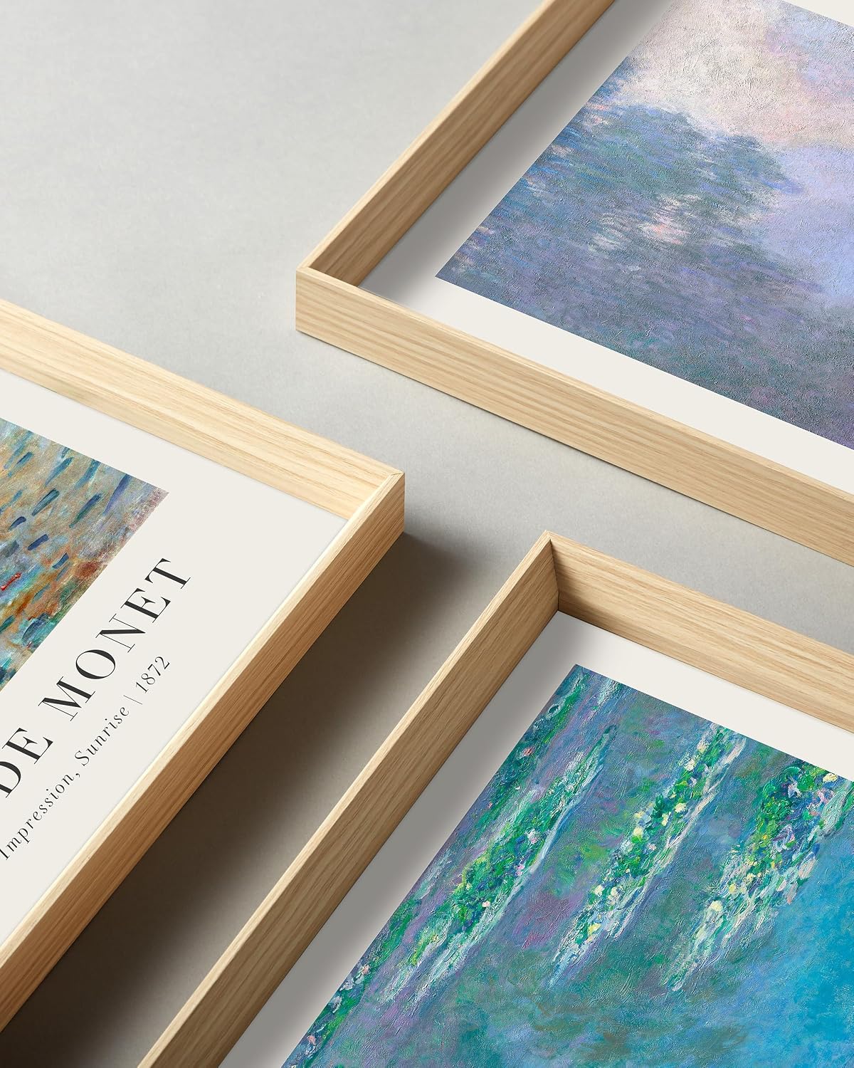 HesenDot Framed Claude Monet Water Lilies Canvas Wall Art Set of 3 12x16in