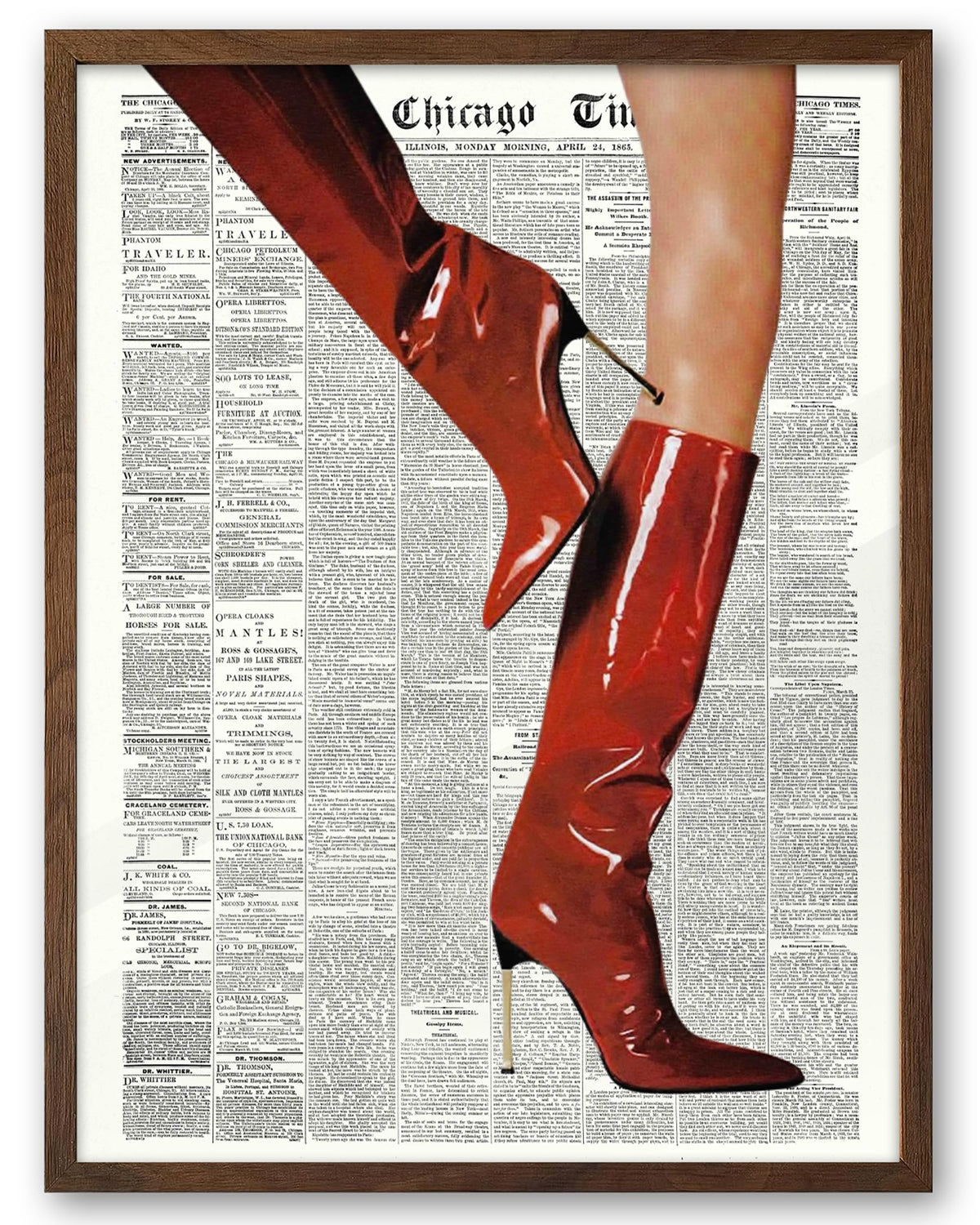 EcoHest 12x16 in Martini Newspaper Framed Wall Art for Bar Cart