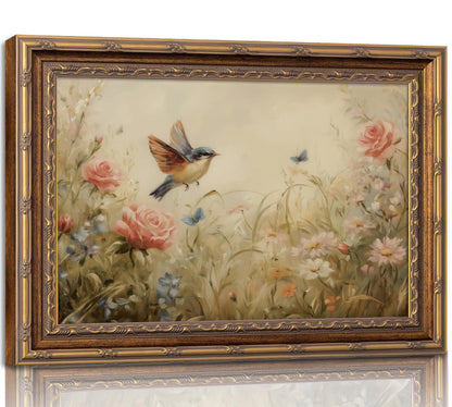 SKZMBTI Vintage Gold Framed Flowers Wall Art Orange blossom Painting Prints