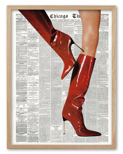 EcoHest 12x16 in Martini Newspaper Framed Wall Art for Bar Cart